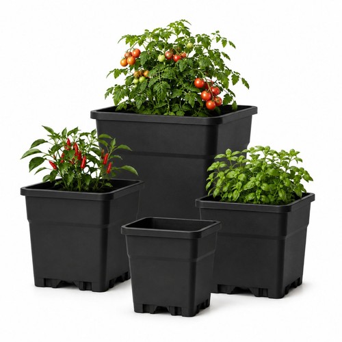 Vaso fiori quadrato nero - da,