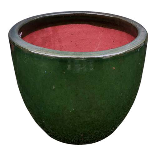 Vaso rotondo verde ceramica - verde, in